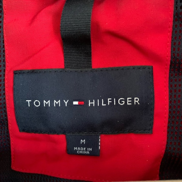 Women’s Red Tommy Hilfiger Zip up Nylon Jacket with Hood Medium - Picture 4 of 9